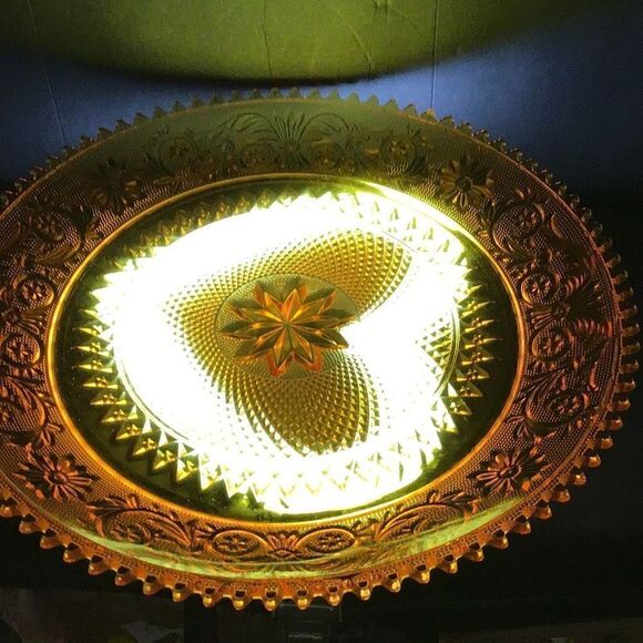 Platter, depression era, Amber gold serving platter - Picture 1 of 4